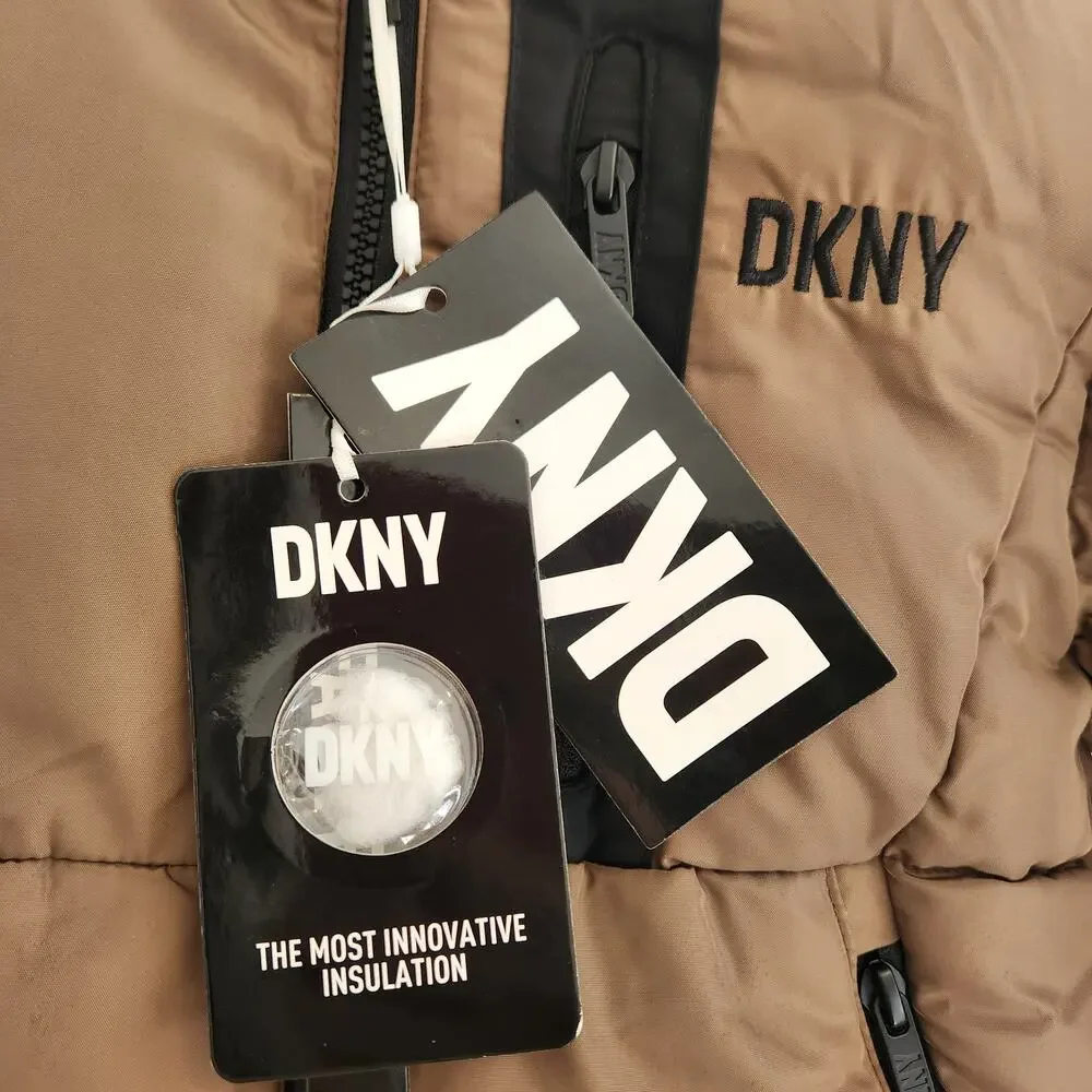 DKNY Kids Size‎ 5/6 Brown Insulated Puffer Jacket Brand New with Tags